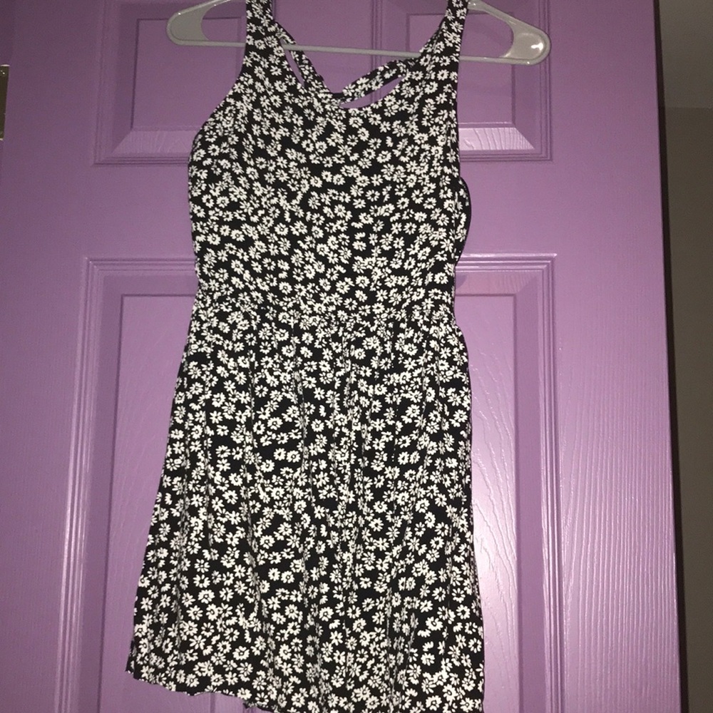 Floral Black and White Dress